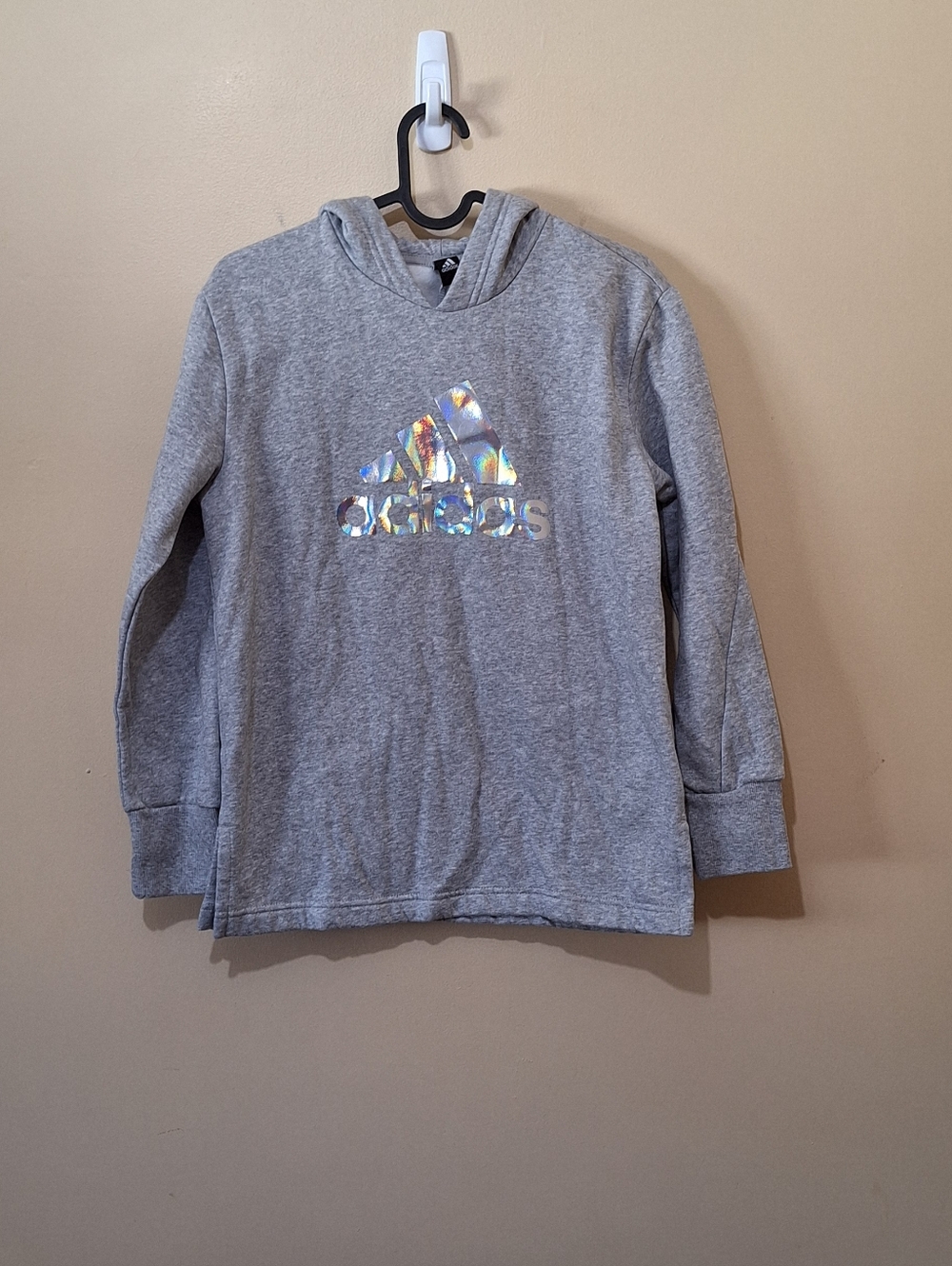 Adidas Gray Hoody With Holographic Logo